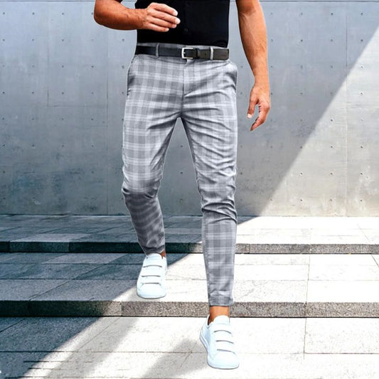 Slim-Fit Plaid Trousers