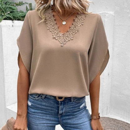 V-Neck Lace Blouse